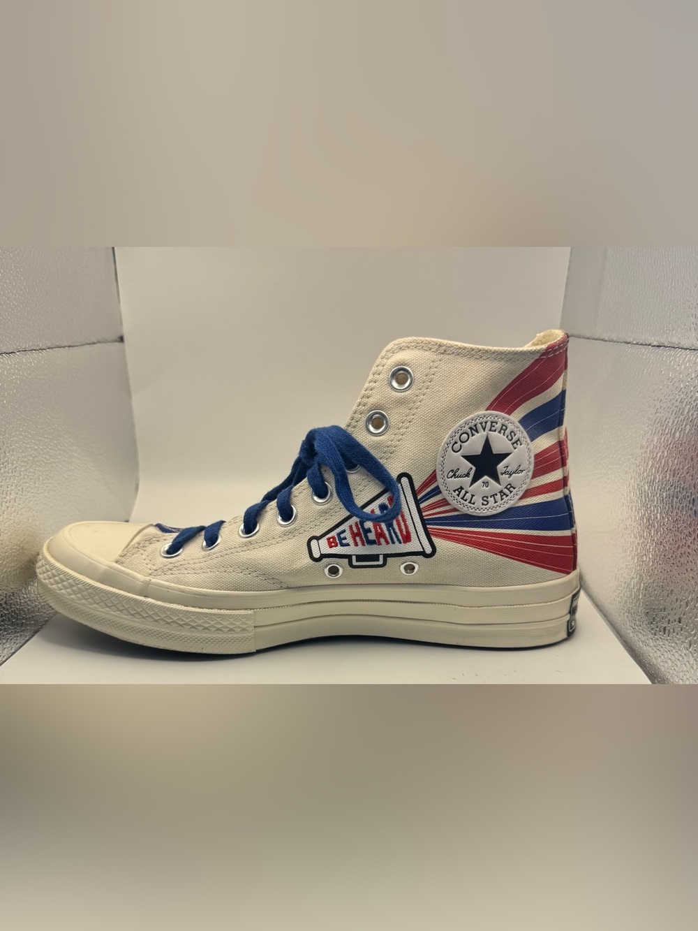 Converse Chuck 70 High “Be Heard” Red White Blue Sneakers Men’s 7 Women’s 9